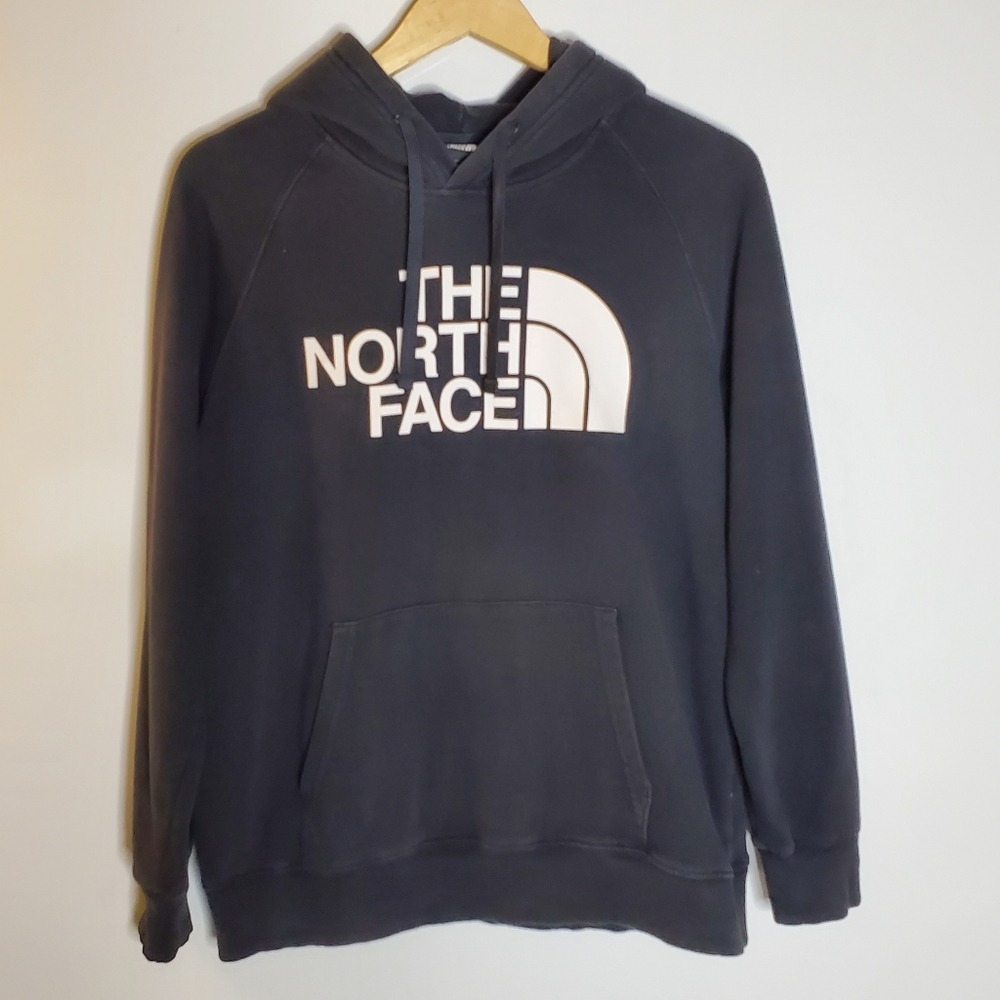 The North face Black with White Logo pull over casual Sweatshirt *Flawed